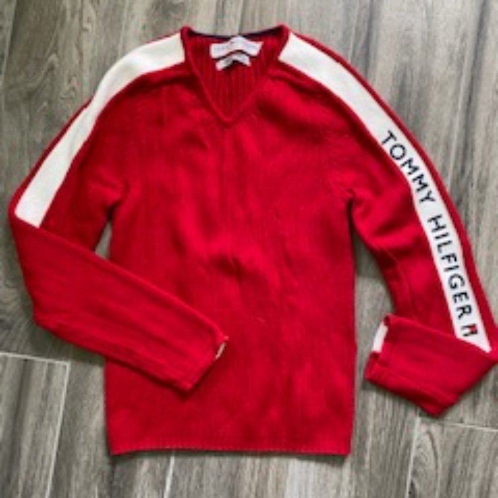 Tommy Hilfiger Red and White ladies size Medium Sweater